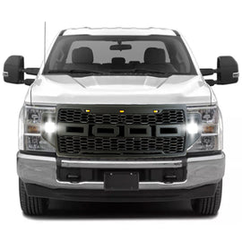 Front Grille For 2021 2022 Ford F150 Front Mesh Grilles W/3 LED Lights & Side Lights Black