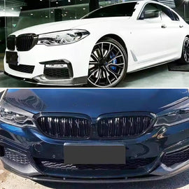 Front Lip Compatibility with 2017-2020 5 Series G30 G31 M Sport Front Bumper Diffuser Chin Lip Splitter Spoiler Kit 3PCS (Carbon Fiber Style)