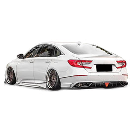 Rear Lip Compatibility with 2018-2022 Accord 10th Rear Bumper Chin Lip with W/LED Brake Light + White Corner Apron Spats Gloss Black Rear Diffuser