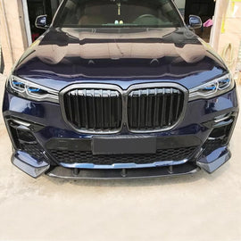 Front Lip Compatibility with 2019-2022 X7 G07 M Sport Front Lower Bumper Valance Chin Lip Splitter Spoiler Kit (Carbon Fiber Style)
