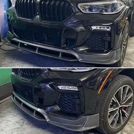 Front Lip Compatibility with 2020-2023 X6 G06 M Sport Front Bumper Lower Valance Chin Lip Splitter Spoiler Kit 4PCS (Carbon Fiber Style)