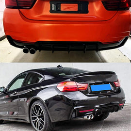 Rear Diffuser Compatibility with 2014-2020 4 Series F32 F33 F36 420i 420d 428i 430i M Sport Rear Bumper Diffuser Lip Single Exhaust Two Outlet Spoiler Splitter (Gloss
