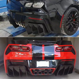Rear Diffuser Compatibility with 2014-2019 Corvette C7 | Z06 Stage 3 Rear Bumper Chin Diffuser Kit Spoiler Splitter Gloss Black