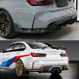 Rear Bumper Side Corner Splitter Compatibility with 2021-2024 G80 G81 M3 MP Style Rear Side Winglets Decorative Trim 2PCS (Gloss Black)