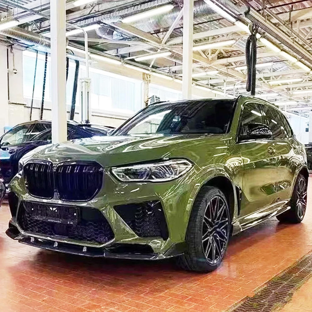 Front Lip Compatibility with 2019-2022 F95 X5M M Sport Front Bumper Lower Valance Chin Lip Splitter Spoiler Kit (Gloss Black)