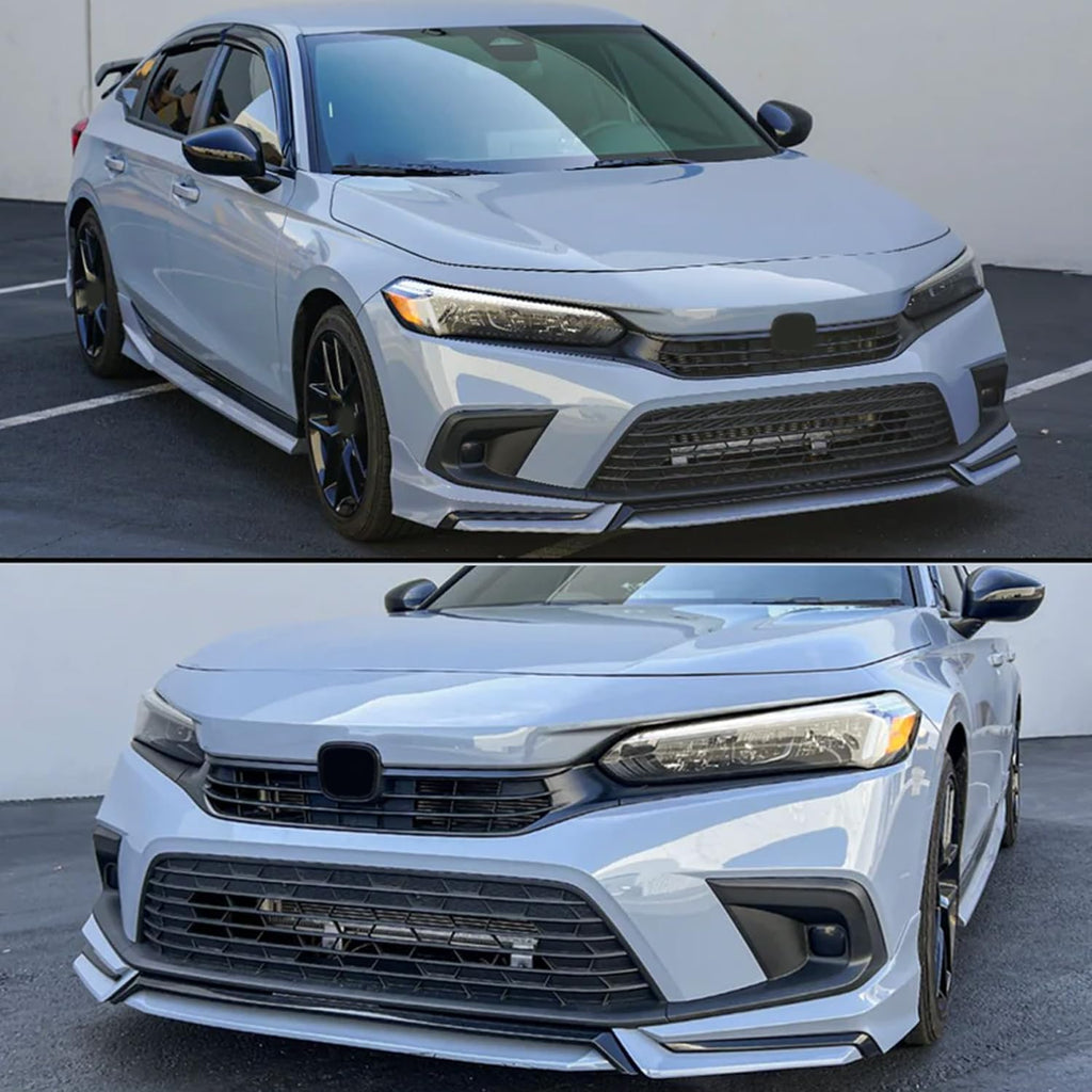 Front Lip Compatibility with 2022-2024 Civic Yofer Style Front Bumper Chin Lip Splitter Spoiler Kit Black Sonic Gray