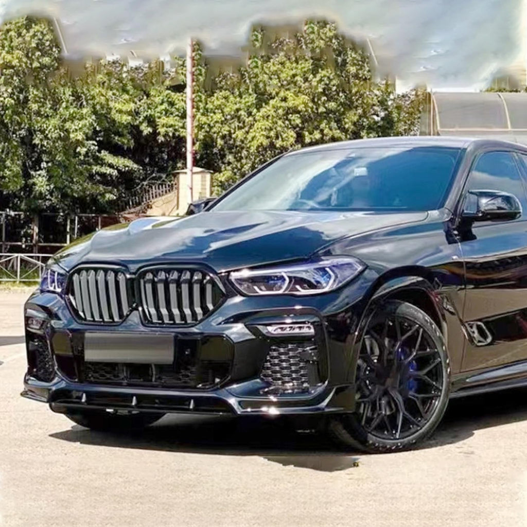 Front Lip Compatibility with 2020-2023 X6 G06 M Sport Front Bumper Lower Valance Chin Lip Splitter Spoiler Kit 4PCS (Gloss Black)