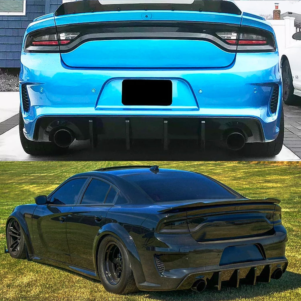 Rear Diffuser Lip Compatibility with 2020-2024 Charger Widebody SRT Hellcat Scat Pack Rear Bumper Chin Diffuser Kit Spoiler Splitter (Gloss Black)