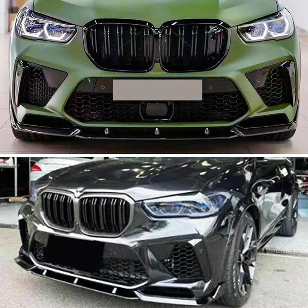 Front Lip Compatibility with 2019-2022 F95 X5M M Sport Front Bumper Lower Valance Chin Lip Splitter Spoiler Kit (Gloss Black)
