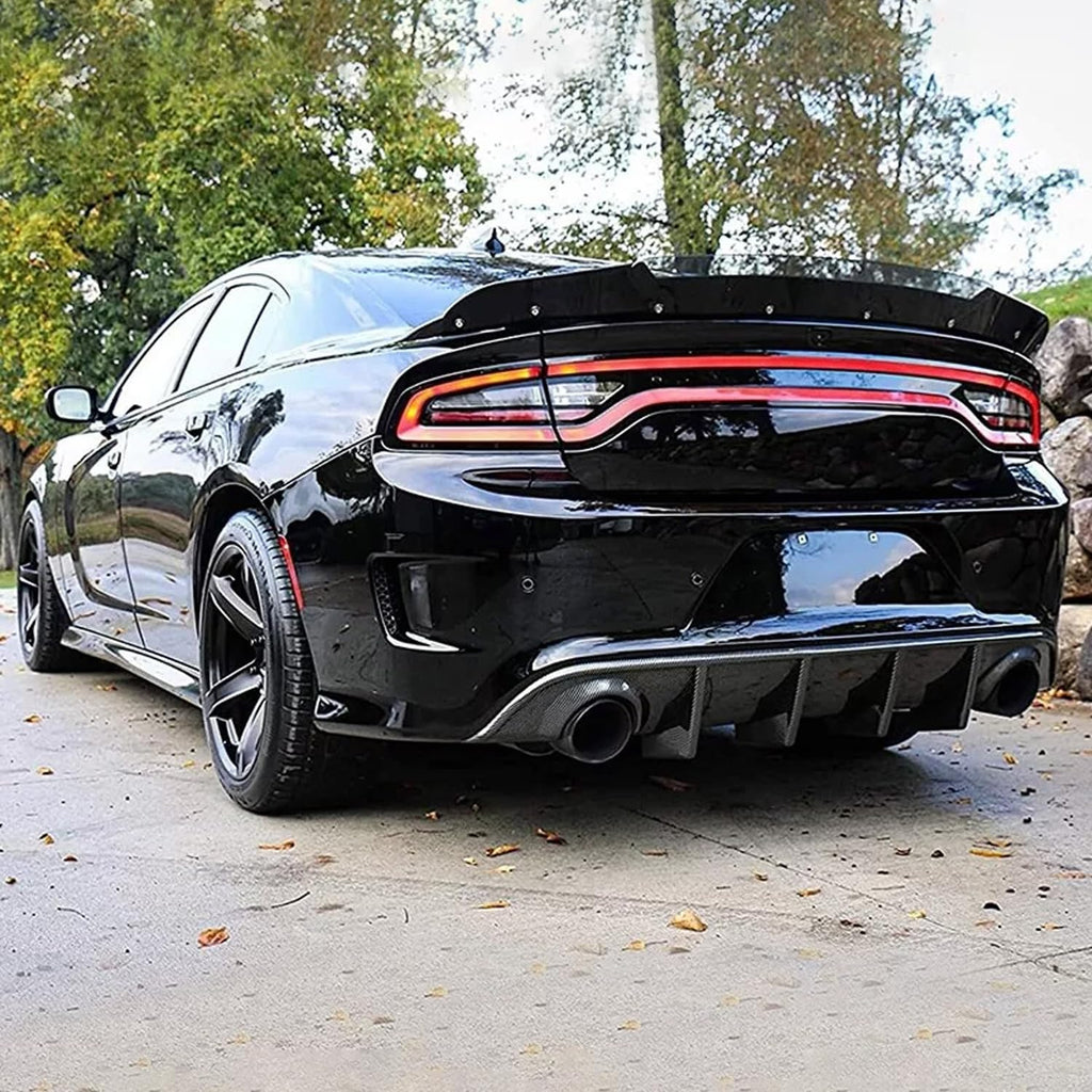 Rear Diffuser Compatibility with 2015-2024 Charger SRT Non-Widebody Models Rear Bumper Chin Diffuser Kit Spoiler Splitter (Carbon Fiber Style)