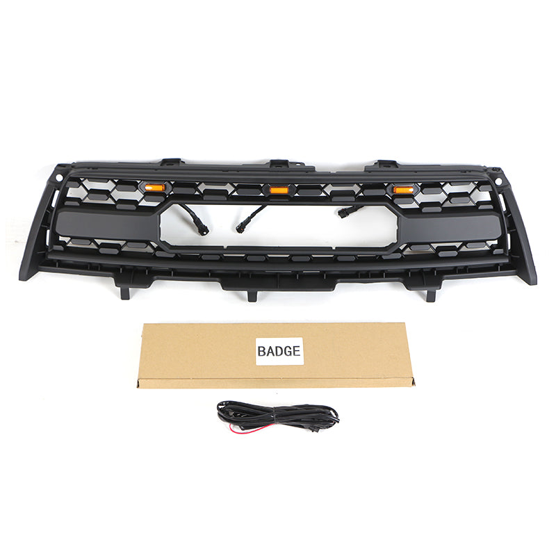 Front Grille For 2009 2010 2011 2012 Toyota RAV4 Bumper Grills Grill Cover W/3 LED Light Black