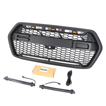 Load image into Gallery viewer, Front Grille For 2022 Ford Transit Custom Bumper Grills Grill Cover W/3 LED Light &amp; Light Bar Black