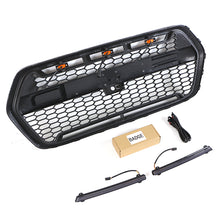 Load image into Gallery viewer, Front Grille For 2022 Ford Transit Custom Bumper Grills Grill Cover W/3 LED Light &amp; Light Bar Black