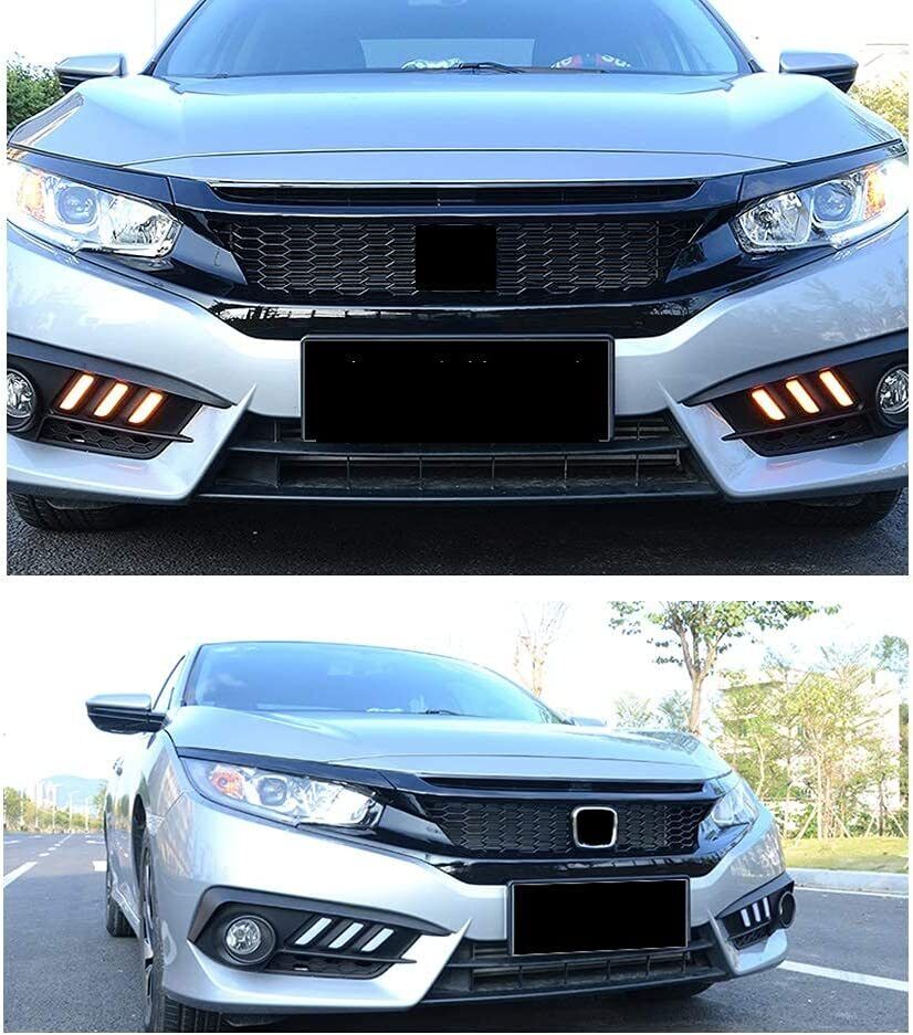 Grille For 2016 2021 Honda Civic 10th JDM Mesh Grill Glossy Black passionmotorstore