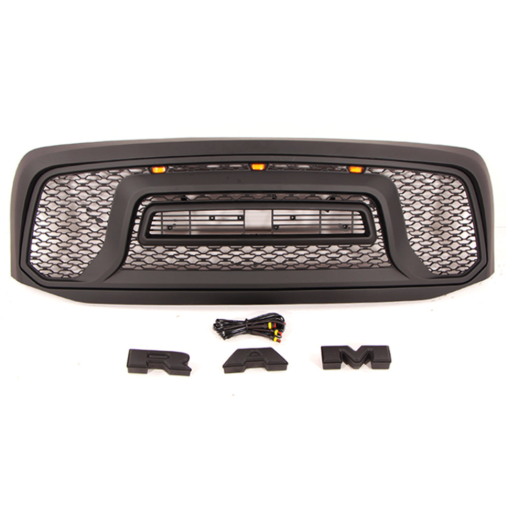 Front Grille For 2006 2007 2008 Dodge Ram 1500 Front Mesh Bumper Grille Grill W/Led Lights Black