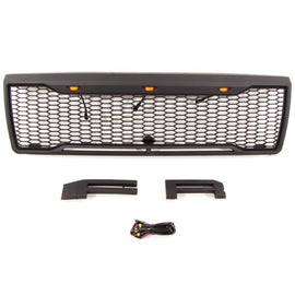 Front Grille For 1992 1993 1994 1995 1996 Ford Bronco F150 Front Bumper Grill Replacement Grilles W/3 Led Lights Black