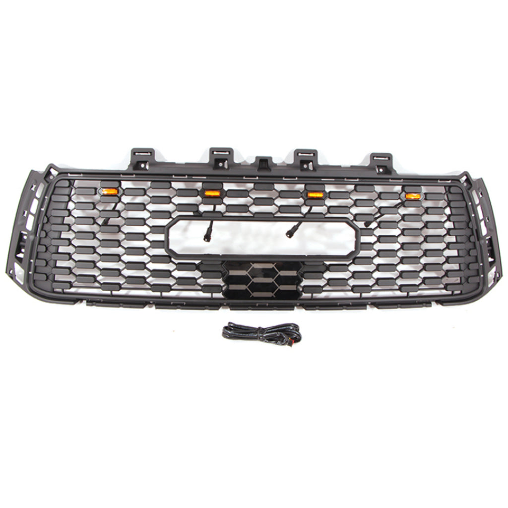 Front Grille For 2010 2011 2012 2013 Toyota Tundra Bumper Grills Front Grill Replacement Grilles With 4 LED Lights Black