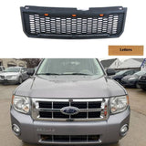 Front Grille For 2008 2009 2010 2011 2012 2013 Ford Kuga Escape Honeycomb Grilles Bumper Grill Replacement W/3 Led Lights Black