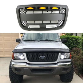 Front Grille For 2001 2002 2003 Ford Ranger Raptor Style Grilles Bumper Grills With Letters & Lights Black