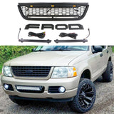Front Grille For 2002 2003 2004 2005 Ford Explorer Bumper Grills Grill Cover W/3 Lights and Light Bar