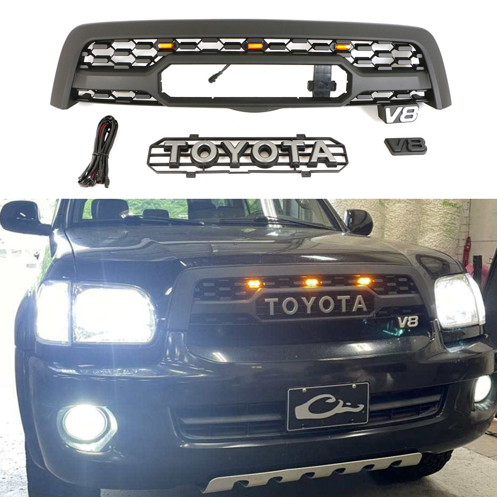 Front Grille For 2005-2009 Toyota Sequoia Bumper Grills Grill Cover Black