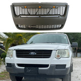 Front Grille for 2006 2007 2008 2009 2010 Ford Explorer Front Bumper Grills W/3 Lights Black