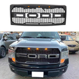 Front Grille For 2009 2010 2011 2012 2013 2014 Ford F150 Super Duty Raptor Style Grills Grill W/3 Light Black