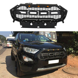 Front Grille 2016 2017 2018 2019 For Ford Ecosport Bumper Grills Grill Cover W/3 LED Light Black