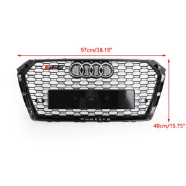 For Audi A4/S4 B9 2017 2018 2019 RS4 Style Honeycomb Front Mesh Grille Black