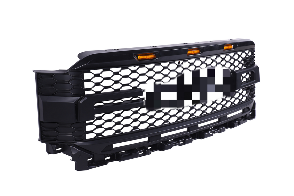 Front Grille for 2021-2022 Ford F150 Raptor Bumper Grills Grill W/4 LED Lights Matte Black