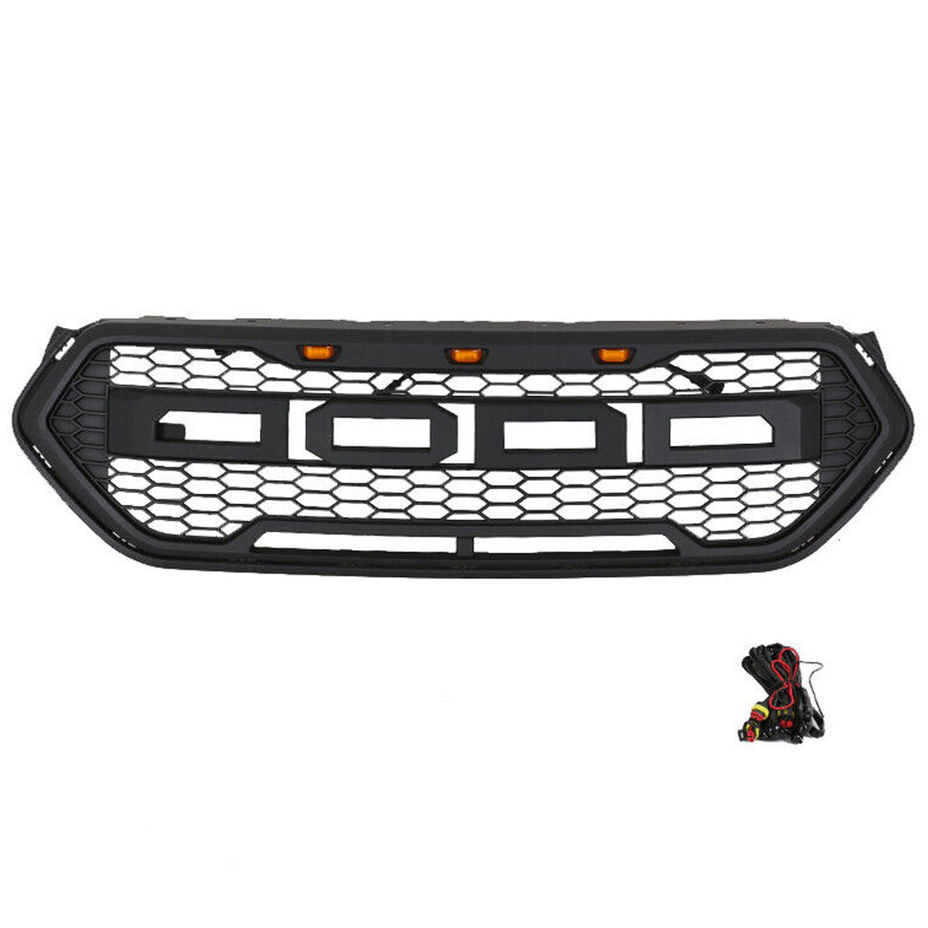 Front Grille For 2017 2018 2019 Ford Kuga Escape Honeycomb Bumper Grill Replacement Grilles W/3 Lights Black