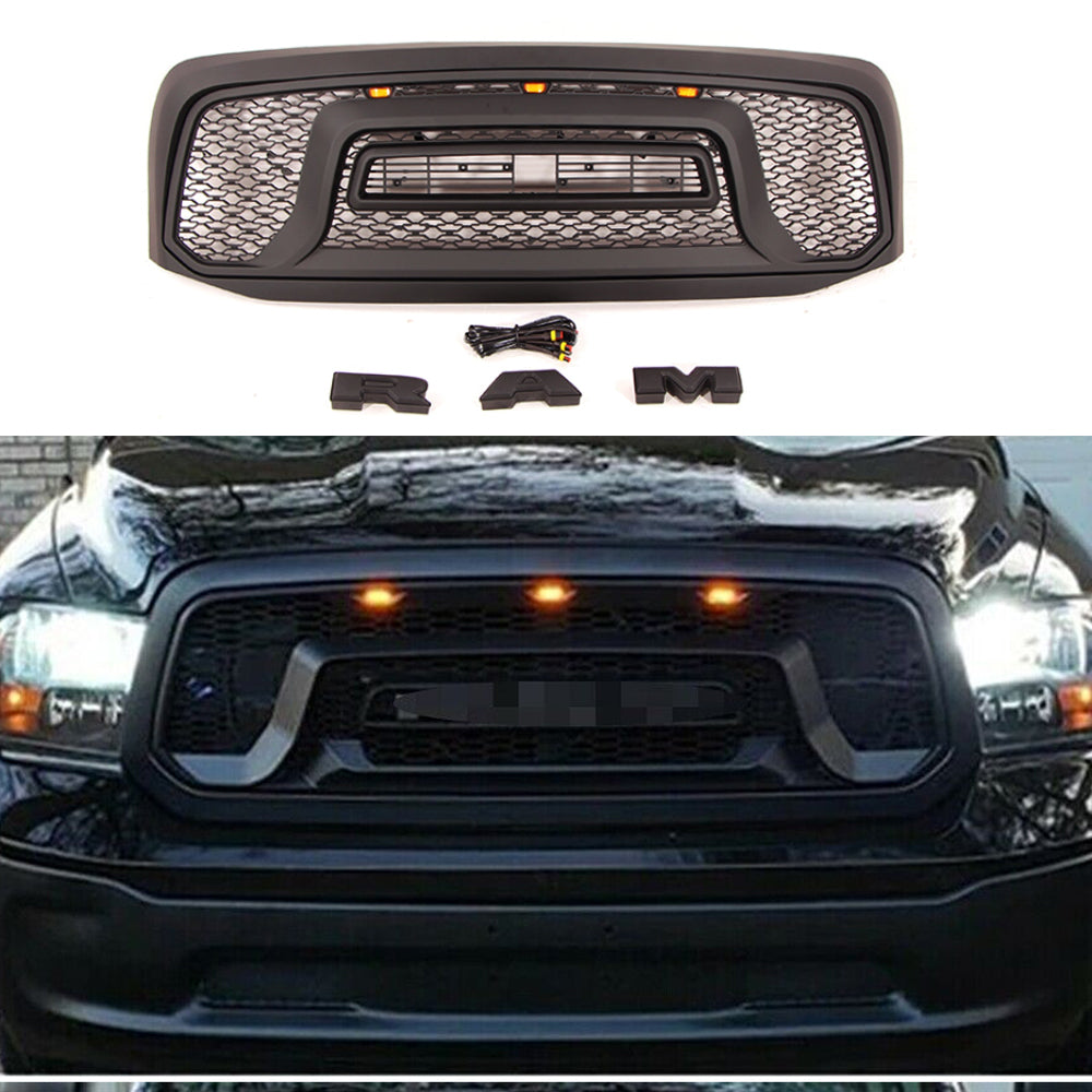 Front Grille For 2006 2007 2008 Dodge Ram 1500 Front Mesh Bumper Grille Grill W/Led Lights Black