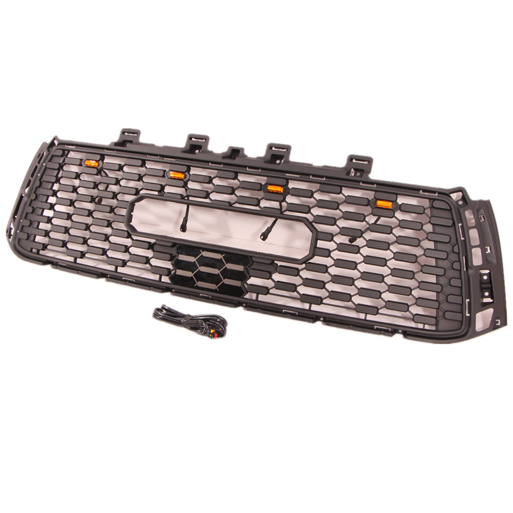 Front Grille For 2010 2011 2012 2013 Toyota Tundra Bumper Grills Front Grill Replacement Grilles With 4 LED Lights Black