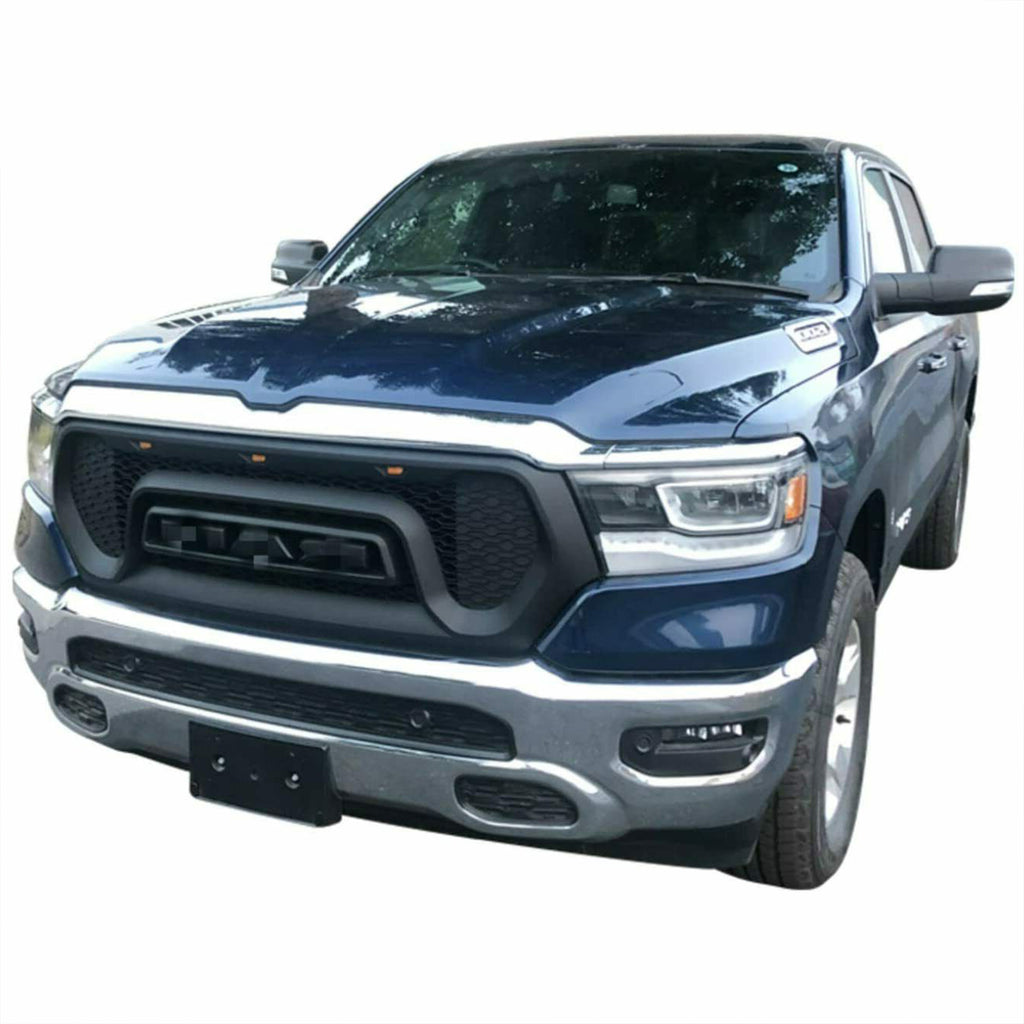 Front Grille For 2019 2020 2021 Dodge Ram 1500 Front Mesh Bumper Grill Grilles Cover W/3 Lights Black