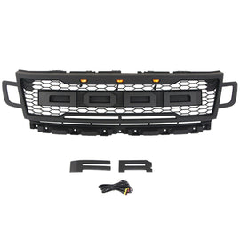 Front Grille For 2018 2019 2020 2021 Ford Expedition Mesh Grill Honeycomb Replacement Grilles W/Lights Black