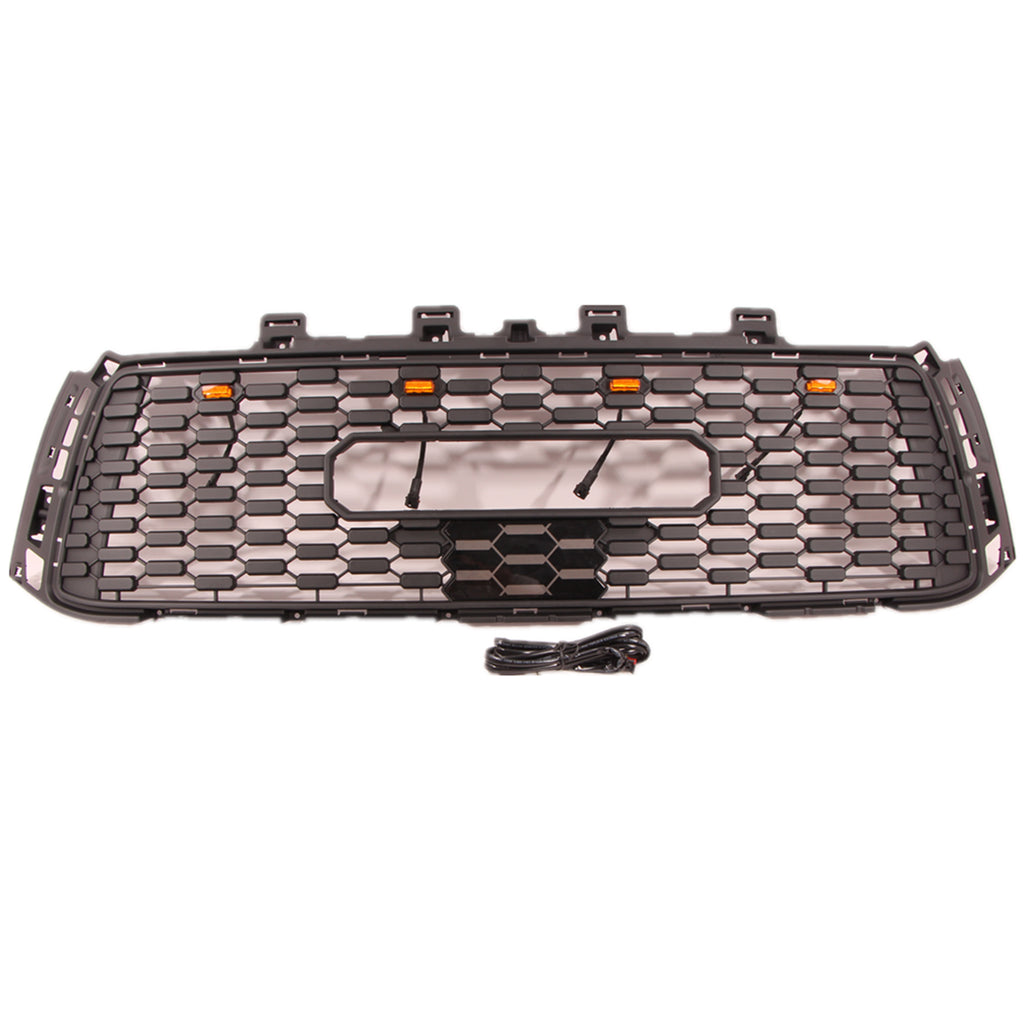 Front Grille For 2010 2011 2012 2013 Toyota Tundra Bumper Grills Front Grill Replacement Grilles With 4 LED Lights Black