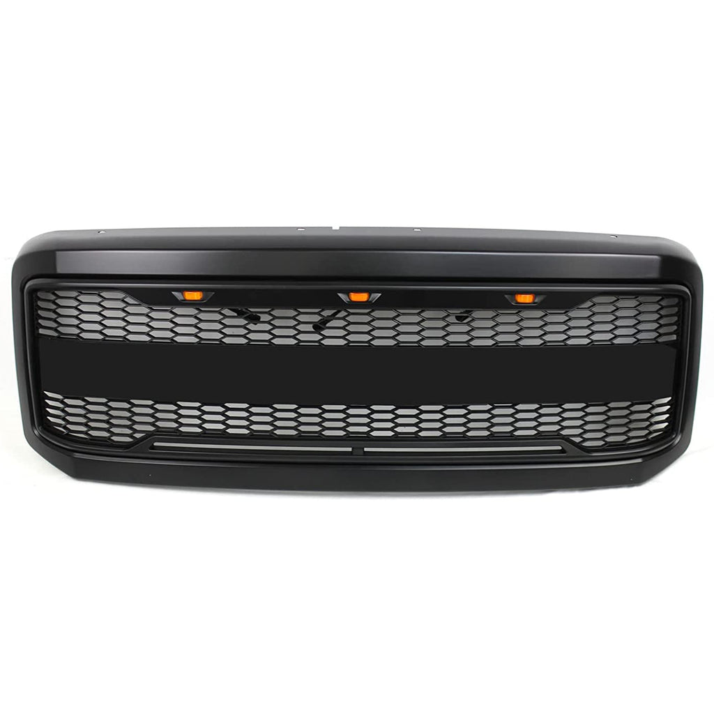 Front Grille For 2005 2006 2007 Ford F250 F350 F450 Front Bumper Super Duty Grilles Grill With 3 Led Lights Black