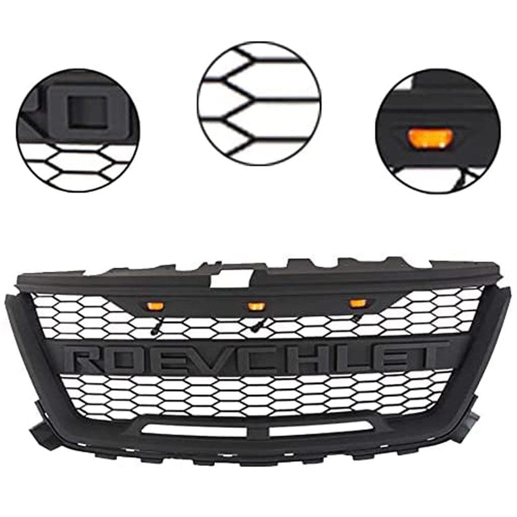 Front Grille for 2016 2017 2018 2019 Chevrolet Colorado Front Bumper Mesh Grill With 3 LED Lights Black