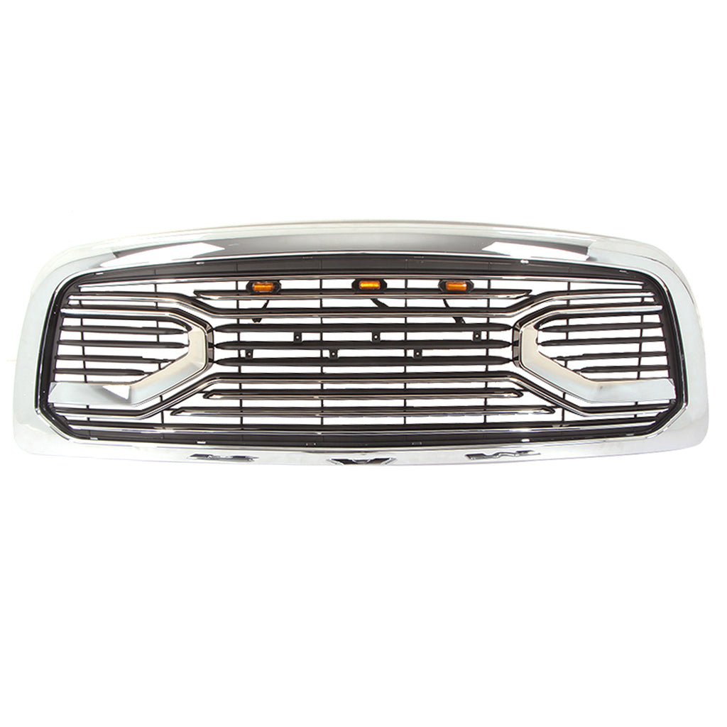 Grille For 2009 2010 2011 2012 2013 Dodge Ram 1500 Front Mesh Bumper Grill Big Horn With 3 Led Lights Chrome