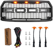Load image into Gallery viewer, Front Grille For 2015 2016 2017 FORD F150 Grill Raptor style Bumper Mesh Grilles W/3 Lights Black