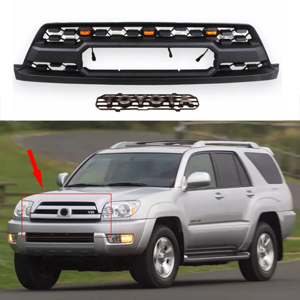 Front Grill For Toyota 4Runner 2002 2003 2004 2005 Mesh Bumper Grille Replacement Grills W/Lights Black