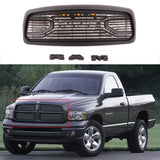 Grille Replacement For Dodge Ram 1500 2002 2003 2004 2005 Front Mesh Bumper Honeycomb Grill W/Lights Black