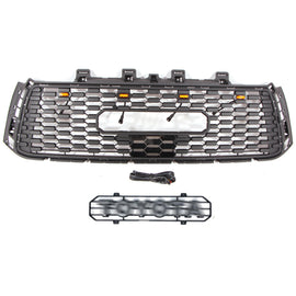 Front Grille For 2010 2011 2012 2013 Toyota Tundra Bumper Grills Front Grill Replacement Grilles With 4 LED Lights Black