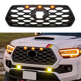 Front Grill For Toyota Tacoma 2016 2017 2018 2019 TRD Pro SR SR5 Front Mesh Bumper Grille W/Lights Black