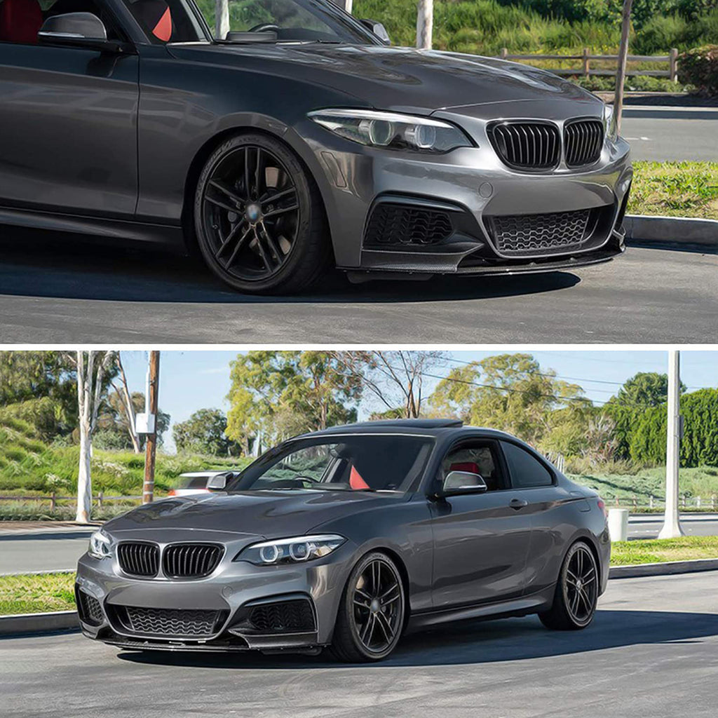 For 2014 2015 2016 2017 2018 2019 2020 BMW F22 2 Series M Sport Front Bumper Lip ABS Carbon Fiber