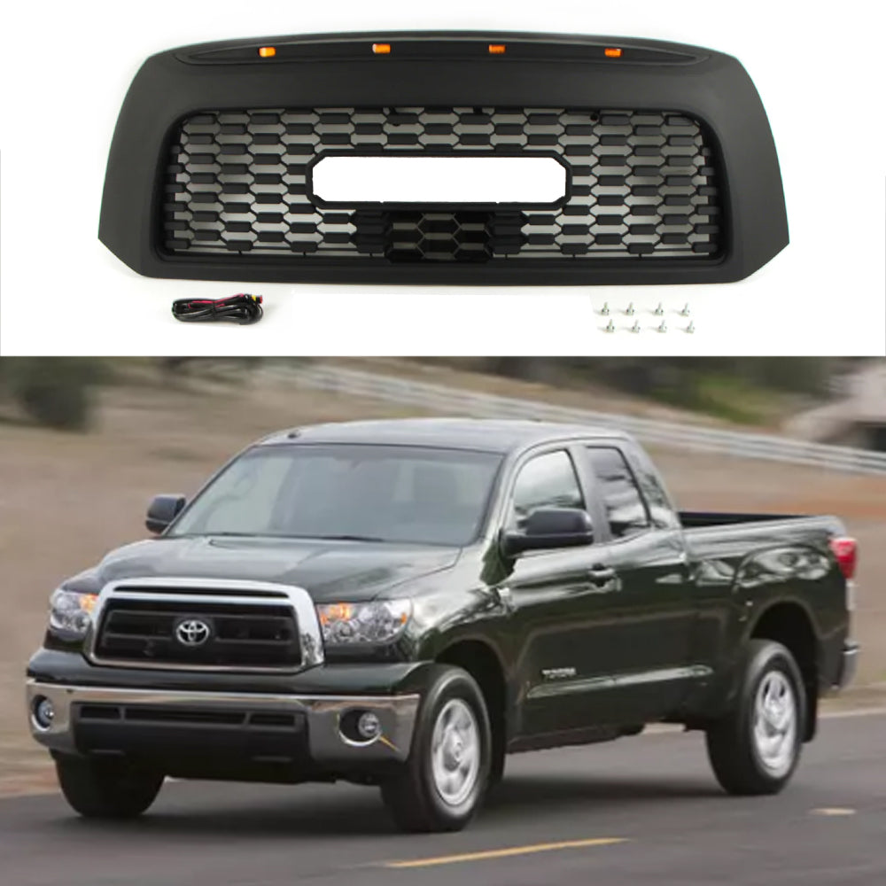 Front Grille For 2007 2008 2009 2010 2011 2012 2013 Toyota Tundra Bumper Grills Grill Cover W/4 LED Light