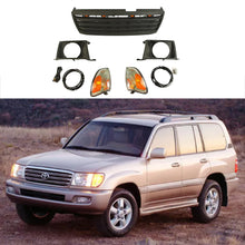 Load image into Gallery viewer, Front Grille Light For 1998-2006 Toyota Land Crusier LC100 Bumper Grills Grill Cover W/4 LED Lights Black