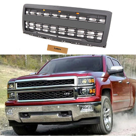 Front Grille for 2014-2015 Chevrolet Silverado 1500 Grills Grill Cover W/3 LED Lights