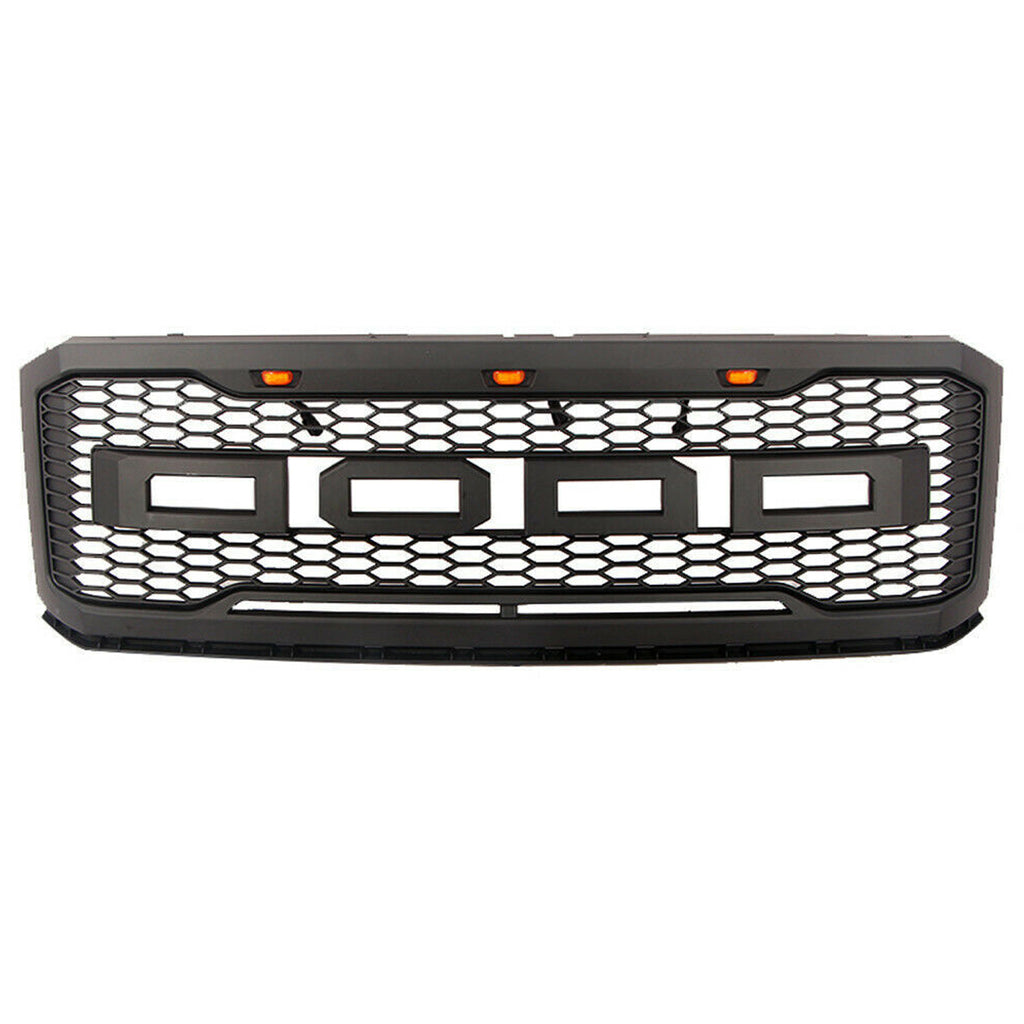 Front Grille For 2007 2008 2009 2010 2011 2012 2013 2014 2015 2016 2017 Ford Expedition Raptor Style Mesh Bumper Grille Grill Honeycomb Cover Grille With Led Lights Black