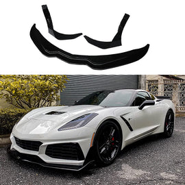 For 2014 2015 2016 2017 2018 2019 Chevrolet Corvette C7 | Z06 Stage 3 Front Bumper Chin Lip Splitter Spoiler Gloss Black